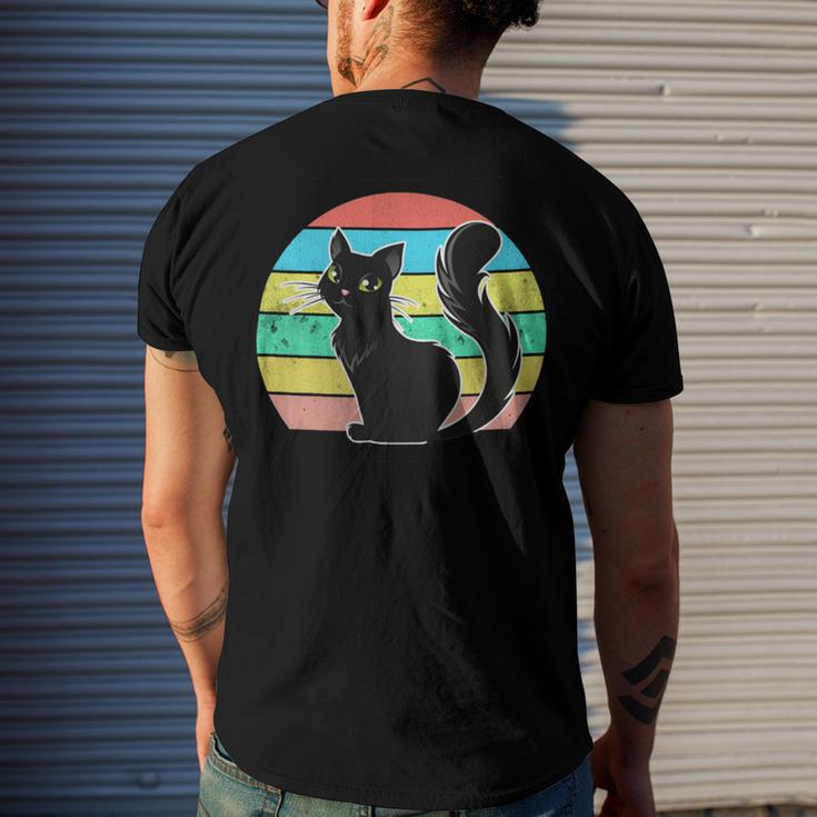 Vintage Black Cat Lover 307 Shirt Men's Crewneck Short Sleeve Back Print T-shirt Gifts for Him