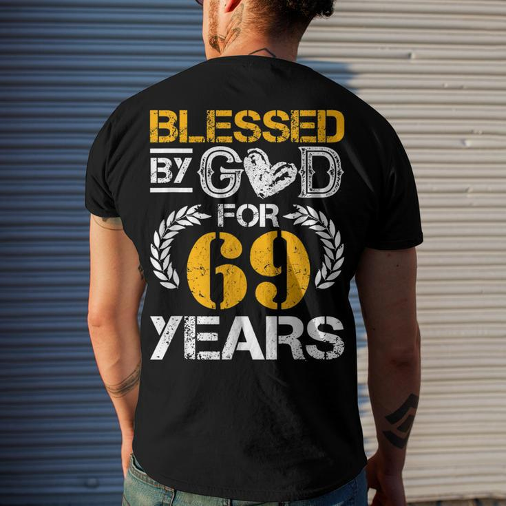 Vintage Blessed By God For 69 Years Happy 69Th Birthday Men's T-shirt Back Print Gifts for Him
