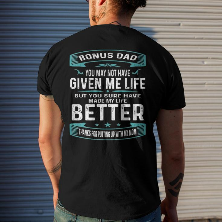 Vintage Fathers Day Bonus Dad From Daughter Son Boys Men's Back Print T-shirt Gifts for Him