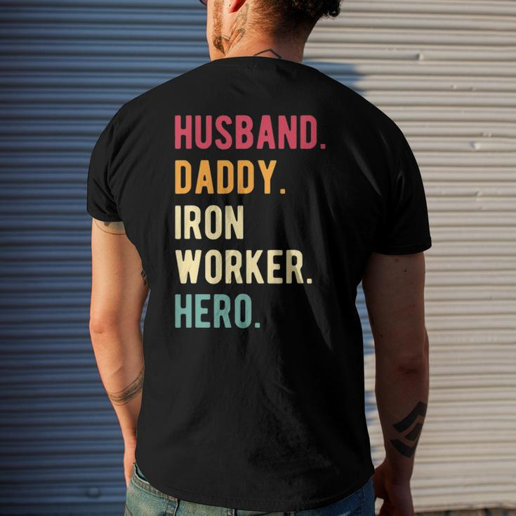 Mens Vintage Husband Daddy Iron Worker Hero Fathers Day Men's Back Print T-shirt Gifts for Him