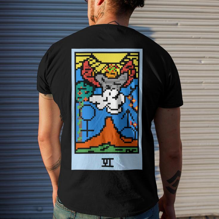 Wait Is This Pixel Art Tarot Yellow - Major Arcana The Lovers Design For Stickers And Men's Crewneck Short Sleeve Back Print T-shirt Gifts for Him