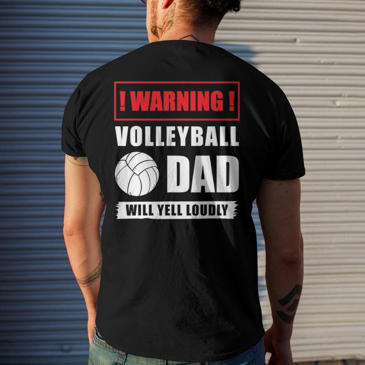 Warning Volleyball Dad Will Yell Loudly Volleyball-Player Men's Back Print T-shirt Gifts for Him