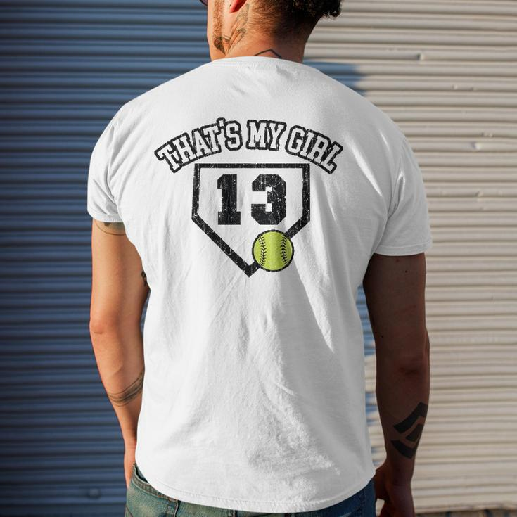 13 Thats My Girl Softball Mom Dad Of Number 13 Softball Men's Back Print T-shirt Gifts for Him