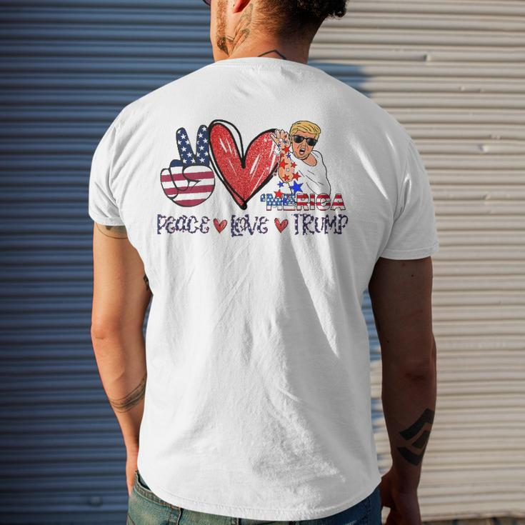 4Th Of July Peace Love Trump Merica Usa Flag Patriotic Men's Back Print T-shirt Gifts for Him