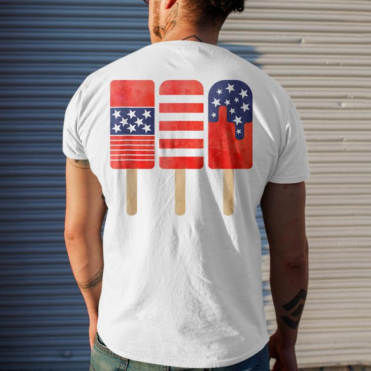 4Th Of July Popsicles Usa Flag Independence Day Patriotic Men's T-shirt Back Print Gifts for Him