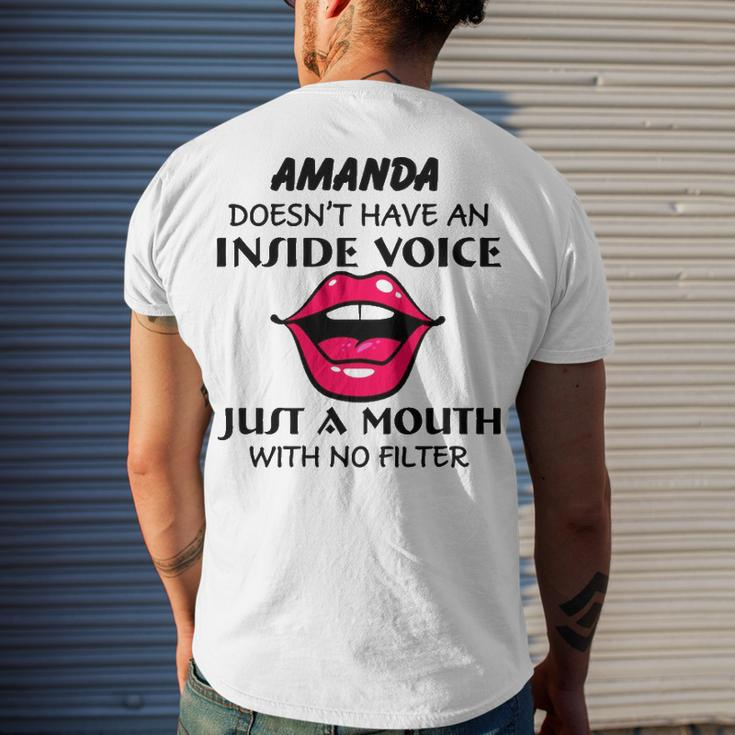 Amanda Name Amanda Doesnt Have An Inside Voice Men's T-Shirt Back Print Gifts for Him