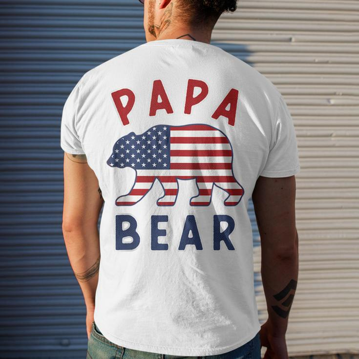 Mens American Flag Papa Bear 4Th Of July Usa Patriotic Dad Men's T-shirt Back Print Gifts for Him