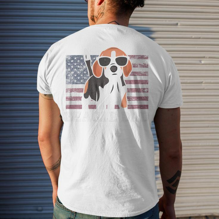 Mens Beagle Dad American Flag 4Th Of July Patriotic Beagle Men's T-shirt Back Print Gifts for Him