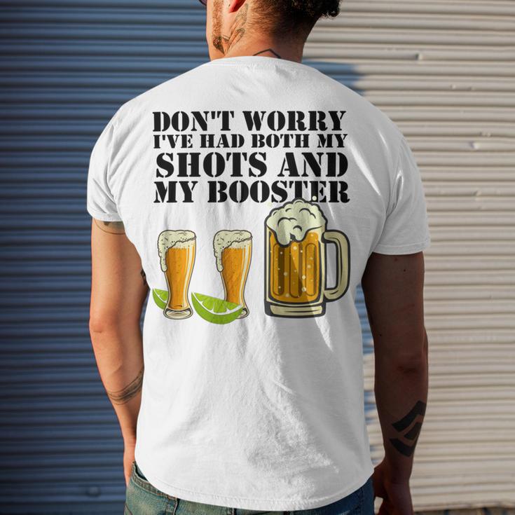 Beer Drinking Dont Worry Ive Had Both My Shots And Booster Men's Crewneck Short Sleeve Back Print T-shirt Gifts for Him