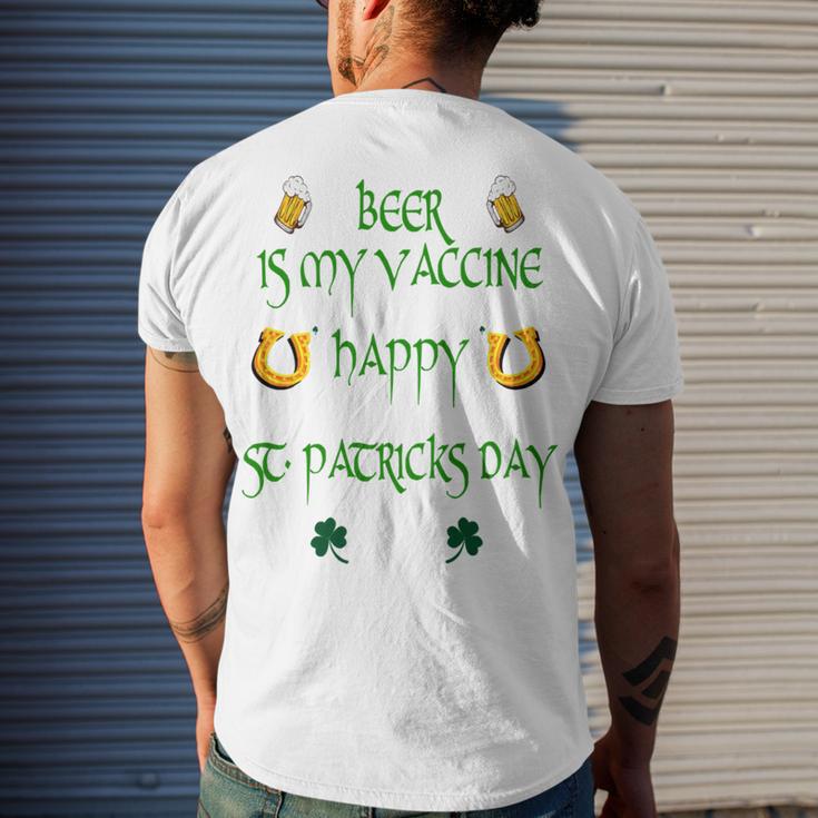 Beer Is My Vaccine Funny St Patricks 608 Shirt Men's Crewneck Short Sleeve Back Print T-shirt Gifts for Him