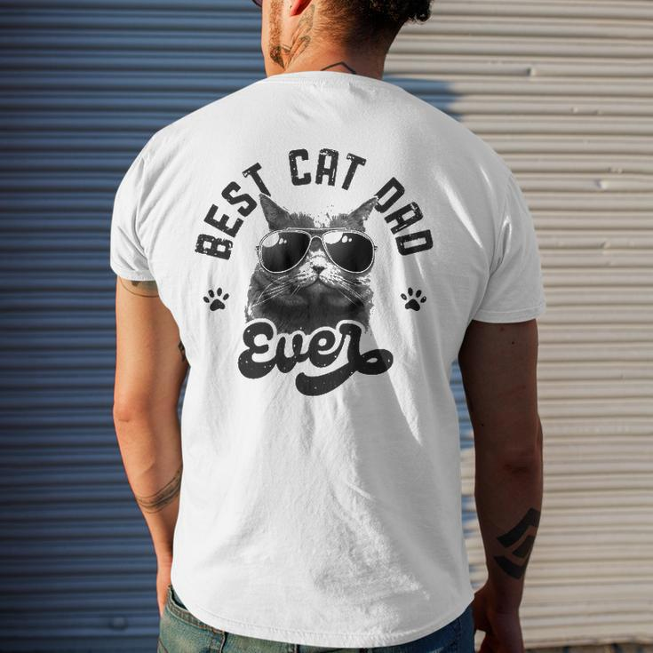 Best Cat Dad Ever Daddy Fathers Day Retro Vintage Men Men's Back Print T-shirt Gifts for Him