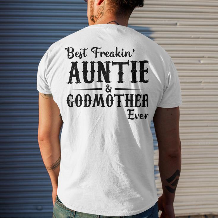 Best Freakin Auntie And Godmother Ever Men's Crewneck Short Sleeve Back Print T-shirt Gifts for Him