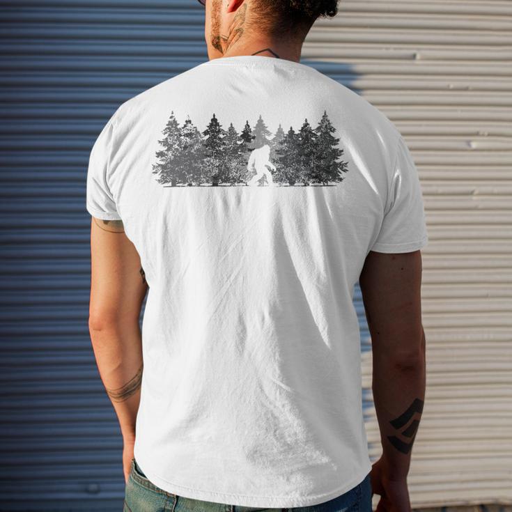 Bigfoot In The Forest Men's Crewneck Short Sleeve Back Print T-shirt Gifts for Him