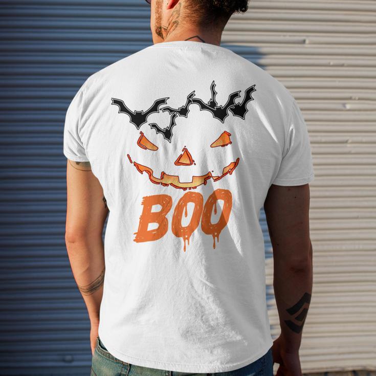 Boo Scary Pumpkin Face Men's Crewneck Short Sleeve Back Print T-shirt Gifts for Him