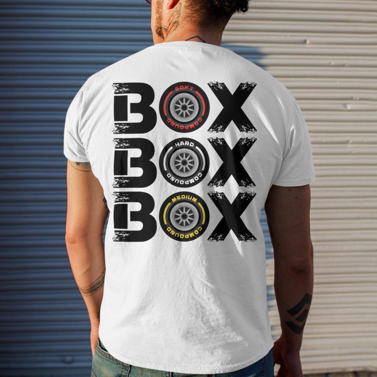 Box Box Box F1 Tyre Compound V2 Design Men's Crewneck Short Sleeve Back Print T-shirt Gifts for Him