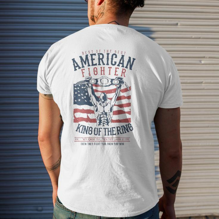 Boxer Graphic With Belt Gloves & American Flag Distressed Men's Back Print T-shirt Gifts for Him