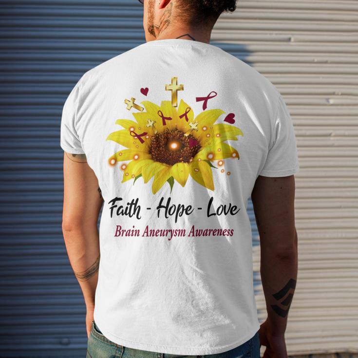 Brain Aneurysm Awareness Faith Hope Love Men's Crewneck Short Sleeve Back Print T-shirt Gifts for Him