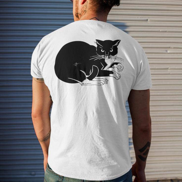 Cat Cut Cat Cat Lovers Black Cat Funny Cat Birthday Cat Gift Cat Danger Kitty V3 Men's Crewneck Short Sleeve Back Print T-shirt Gifts for Him