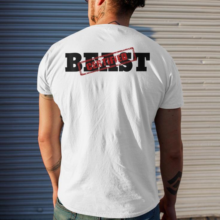 Certified Beast Athletic Workout Fitness 486 Trending Shirt Men's Crewneck Short Sleeve Back Print T-shirt Gifts for Him