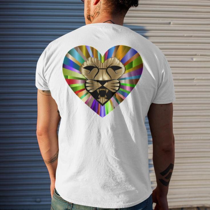 Colored Lion Heart Men's Crewneck Short Sleeve Back Print T-shirt Gifts for Him