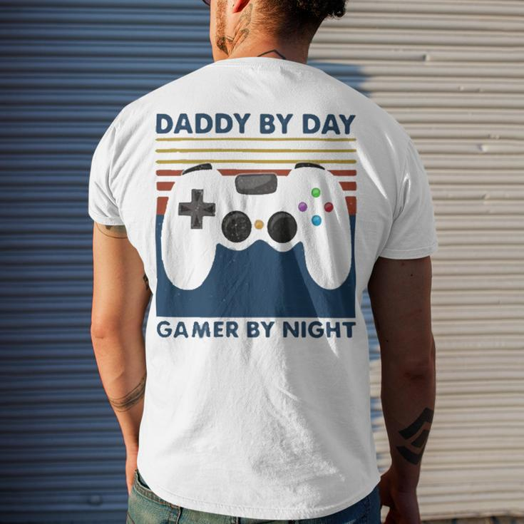 Daddy By Day Gamer By Night 250 Shirt Men's Crewneck Short Sleeve Back Print T-shirt Gifts for Him