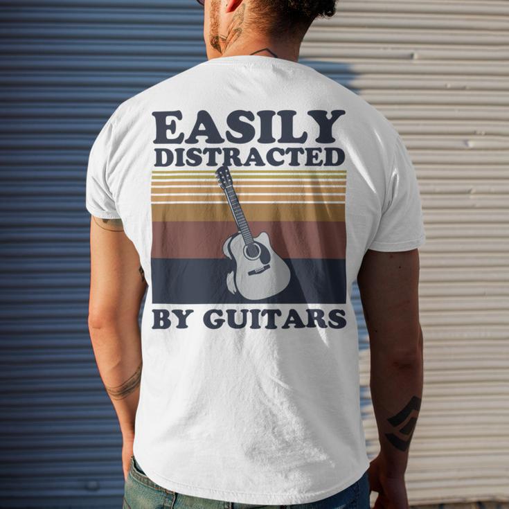 Easily Distracted By Guitars Quote For A Guitar Player Racerback Men's Crewneck Short Sleeve Back Print T-shirt Gifts for Him