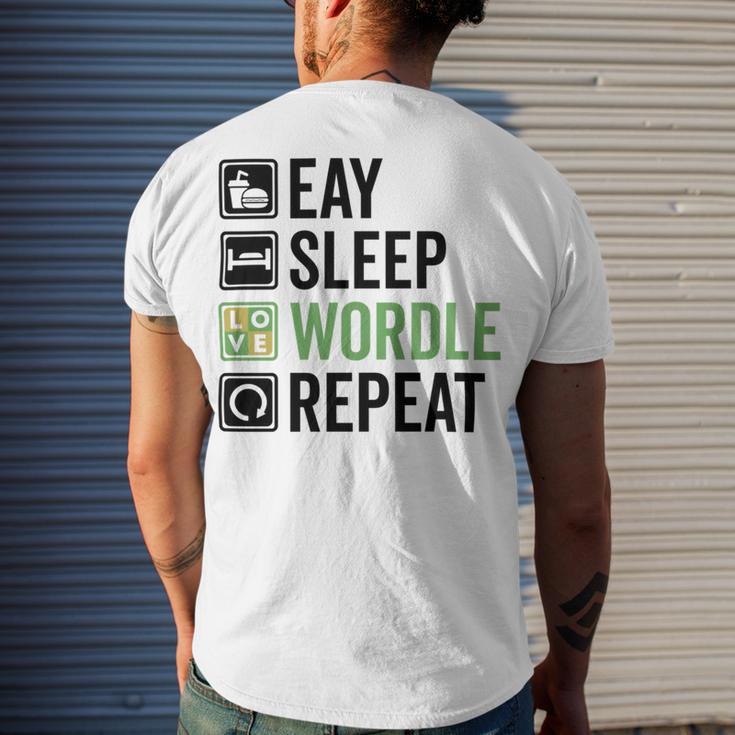 Eat Eat Sleep Wordle Repeat Wordle Lover Wordle Addict Men's Crewneck Short Sleeve Back Print T-shirt Gifts for Him