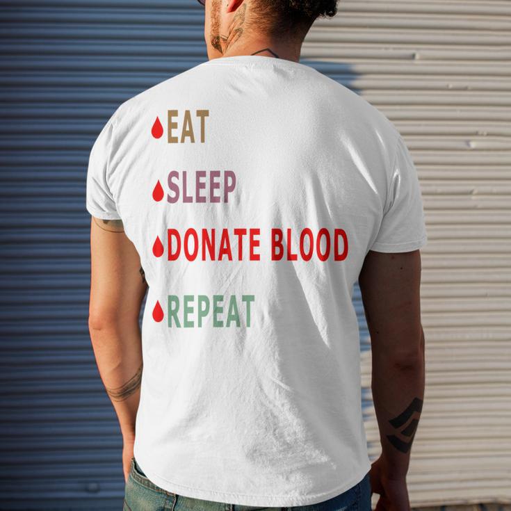 Eat Sleep Donate Blood Repeat Blood Donation Blood Donation Awareness Men's Crewneck Short Sleeve Back Print T-shirt Gifts for Him