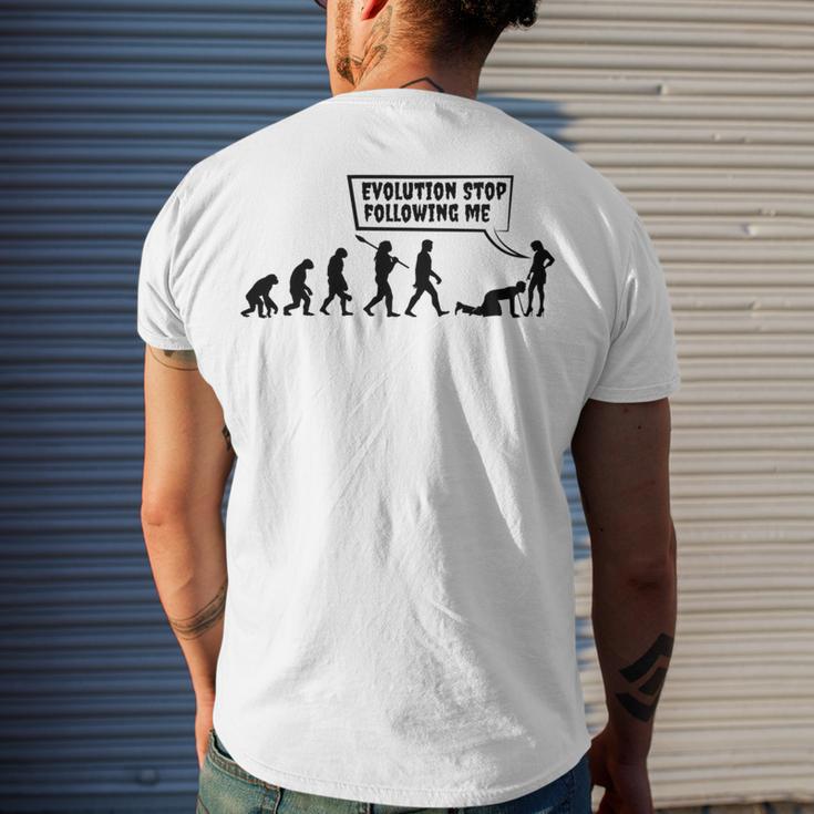 Evolution Stop Following Me Men's Crewneck Short Sleeve Back Print T-shirt Gifts for Him