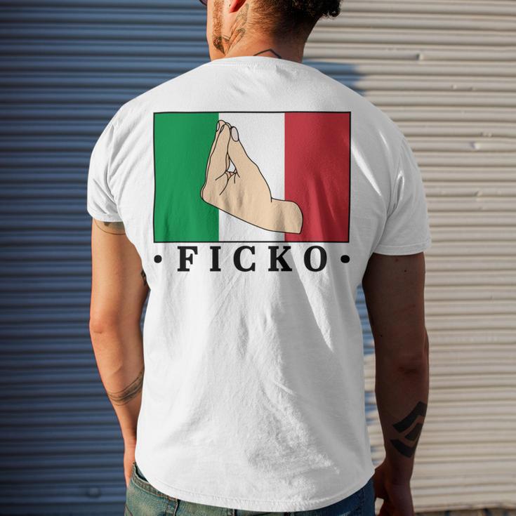 Ficko Italian Hand Sign Men's Crewneck Short Sleeve Back Print T-shirt Gifts for Him