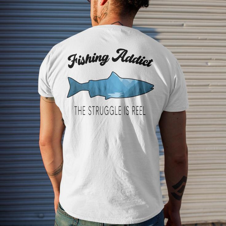 Fishing Lovers Fishing Addict The Struggle Is Reel Men's Crewneck Short Sleeve Back Print T-shirt Gifts for Him