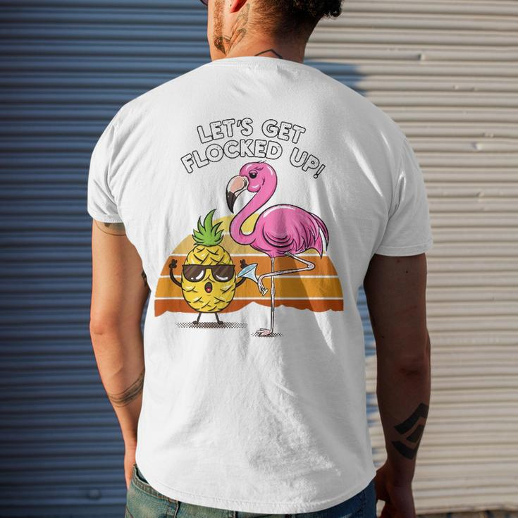 Lets Get Flocked Up Pineapple Flamingo Party Hawaiian Men's Back Print T-shirt Gifts for Him