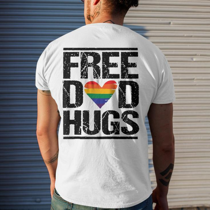 Free Dad Hugs Lgbtq Pride Stepfather Daddy Papa Raglan Baseball Tee Men's Back Print T-shirt Gifts for Him