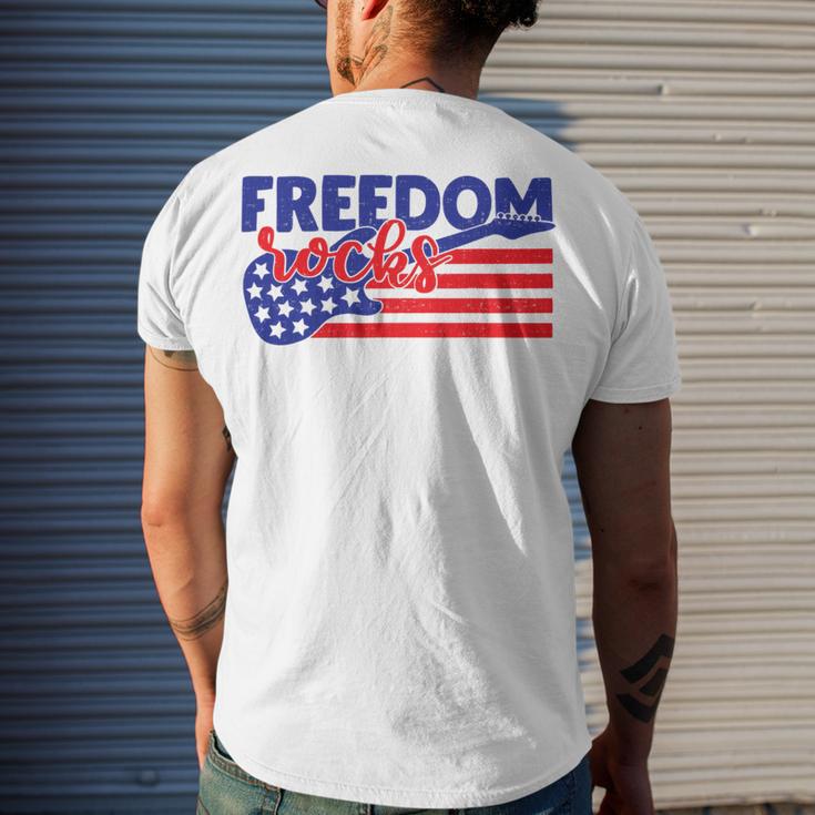 Freedom Rocks Musician Guitarist 721 Shirt Men's Crewneck Short Sleeve Back Print T-shirt Gifts for Him