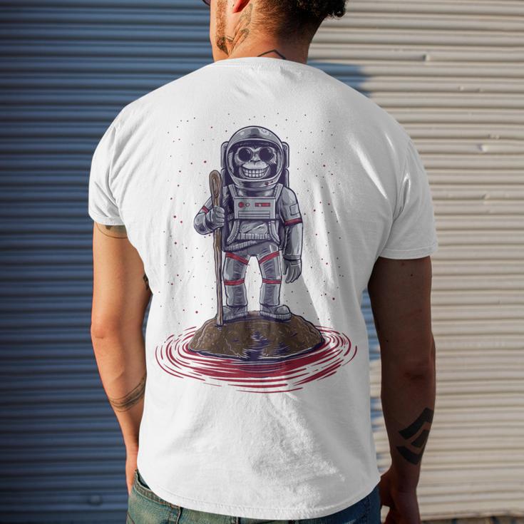 Funny Astronaut Monkey V3 Men's Crewneck Short Sleeve Back Print T-shirt Gifts for Him