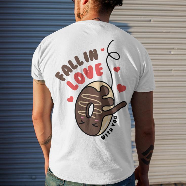 Funny Donut Fall In Love Men's Crewneck Short Sleeve Back Print T-shirt Gifts for Him