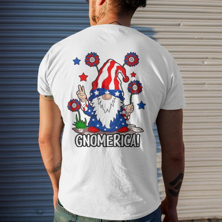 Gnomes 4Th Of July Women Gnomerica Girls American Flag Men's Back Print T-shirt Gifts for Him