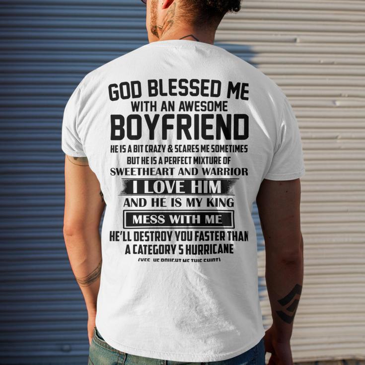 God Blessed Me With An Awesome Boyfriend Men's Crewneck Short Sleeve Back Print T-shirt Gifts for Him