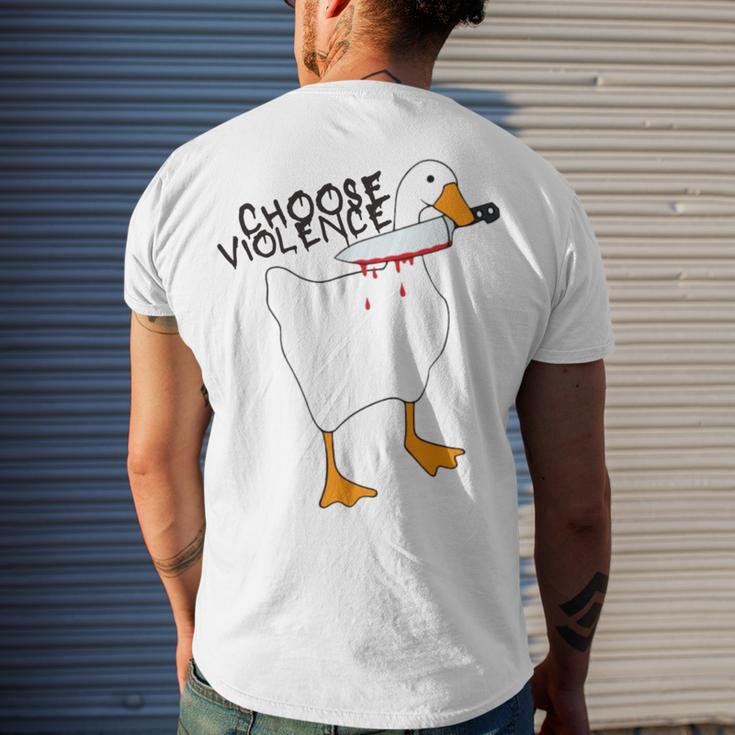 Goose With Knife Sticker Goose Sticker Funny Quotes Funny Animal Stickerspeace Was Never An Option Men's Crewneck Short Sleeve Back Print T-shirt Gifts for Him