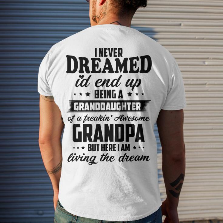 Granddaughter Of A Freakin Awesome Grandpa Men's Crewneck Short Sleeve Back Print T-shirt Gifts for Him