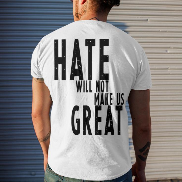 Hate Will Not Make Us Great Resist Anti Donald Trump Men's Crewneck Short Sleeve Back Print T-shirt Gifts for Him