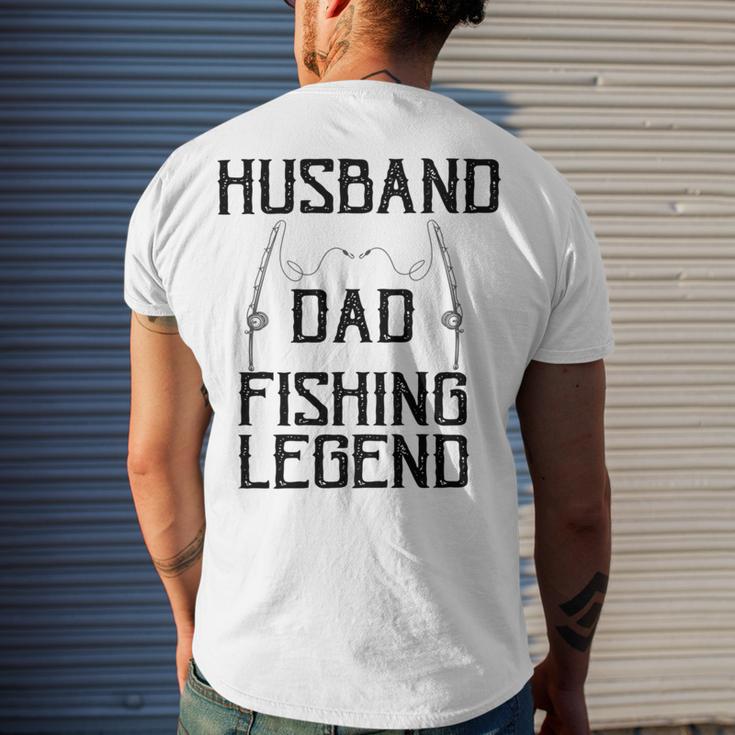 Husband Dad Fishing Legend Funny Fathers Day Father Fishermen Fishing Lovers Fishing V2 Men's Crewneck Short Sleeve Back Print T-shirt Gifts for Him