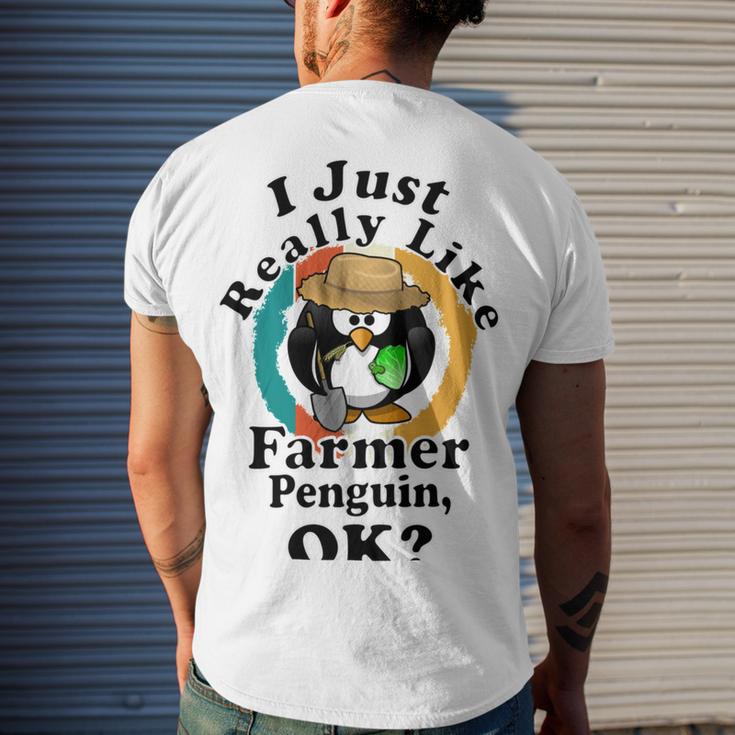 I Really Like Farmer Penguin Ok Men's Crewneck Short Sleeve Back Print T-shirt Gifts for Him