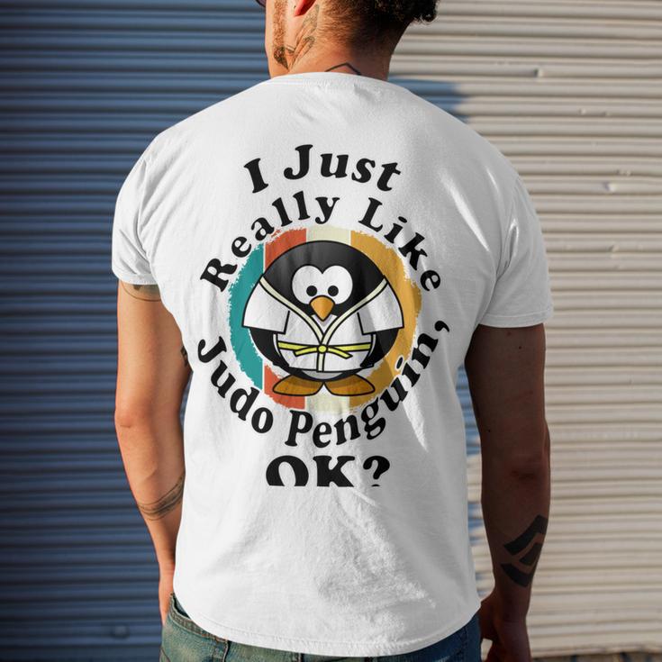 I Really Like Judo Penguin Ok Men's Crewneck Short Sleeve Back Print T-shirt Gifts for Him