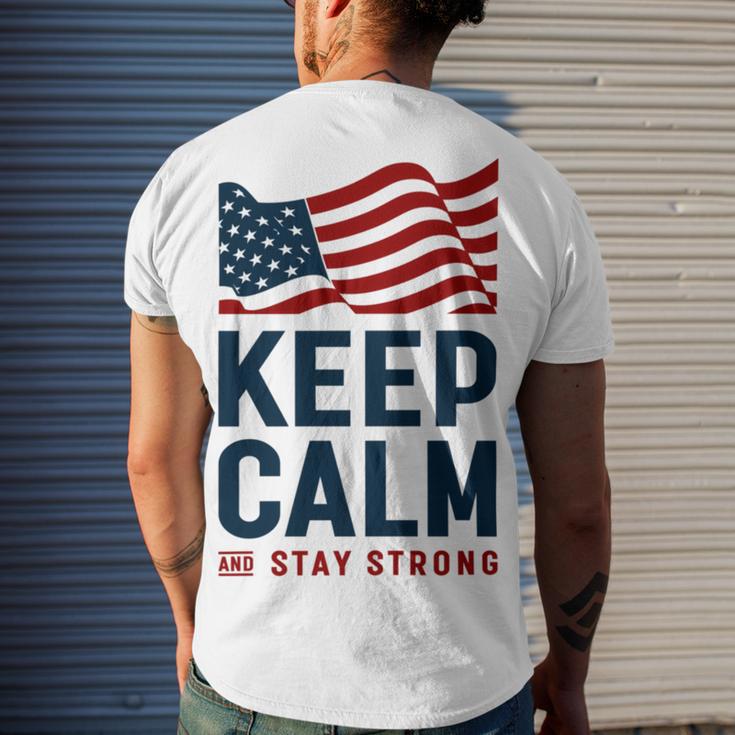 Keep Calm And Stay Strong Tshirt American Tshirt United State Of America Men's Crewneck Short Sleeve Back Print T-shirt Gifts for Him