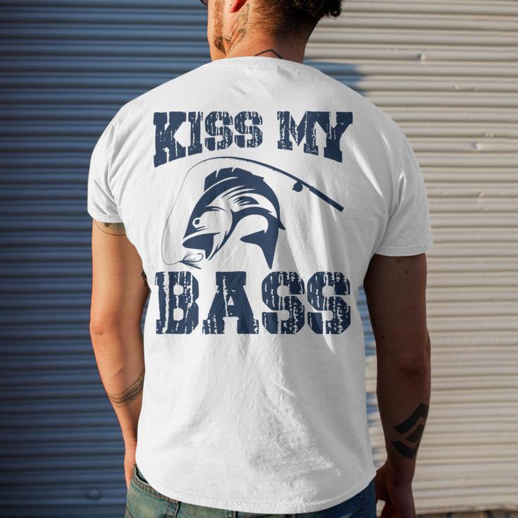 Love Fishing Kiss My Bass Men's Crewneck Short Sleeve Back Print T-shirt Gifts for Him