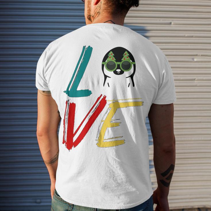 Love The Xmas Penguin Men's Crewneck Short Sleeve Back Print T-shirt Gifts for Him