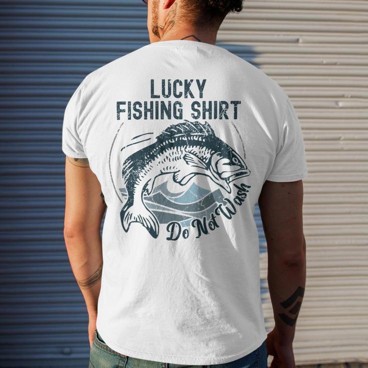 Lucky Fishing Shirt Do Not Wash Fisherman Dad Blue Men's Crewneck Short Sleeve Back Print T-shirt Gifts for Him