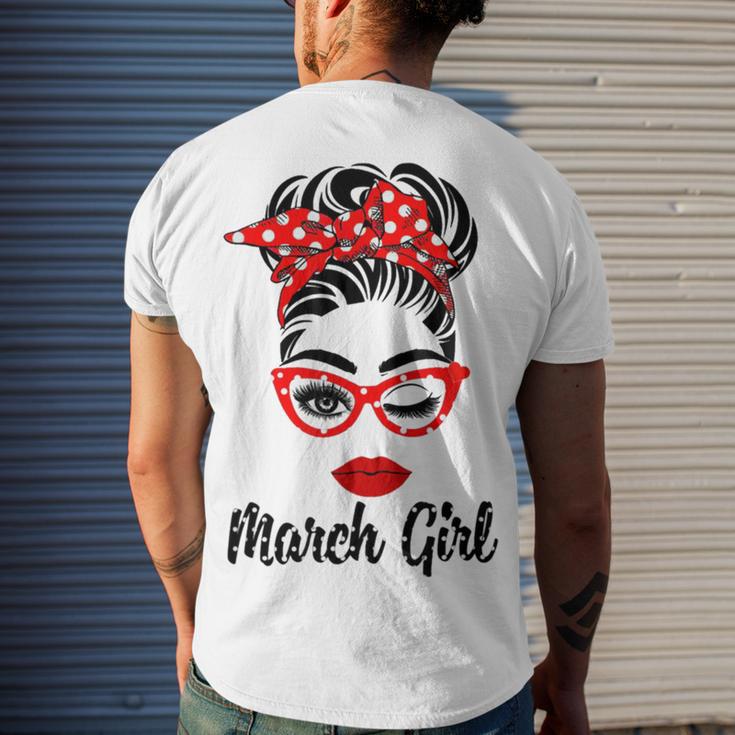 March Girl Women Face Wink Eye Bandana Birthday Gifts 548 Trending Shirt Men's Crewneck Short Sleeve Back Print T-shirt Gifts for Him