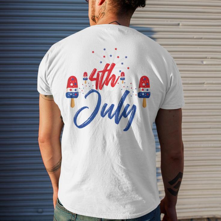 Memorial Day 4Th Of July Holiday Patriotic Ice Cream V2 Men's Crewneck Short Sleeve Back Print T-shirt Gifts for Him